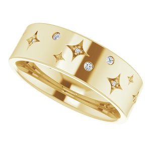 14K Yellow 1/8 CTW Natural Diamond Celestial Band