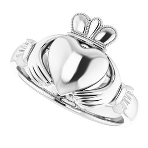Sterling Silver 8.5 mm Claddagh Ring Size 11