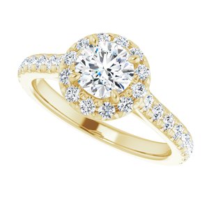 14K Yellow 6.5 mm Forever One™ Near Colorless Lab-Grown Moissanite & 7/8 CTW Natural Diamond Engagement Ring