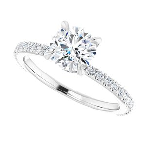 14K White 6.5 mm Round Forever One™ Moissanite & 1/3 CTW Diamond Engagement Ring