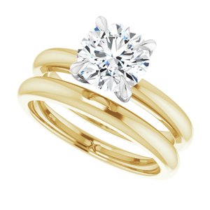 14K Yellow/White 7.4 mm Round Solitaire Engagement Ring Mounting