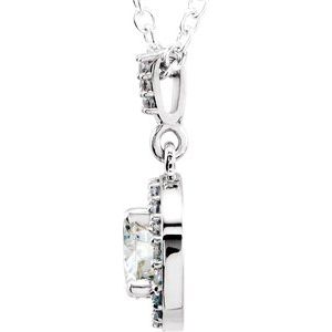 14K White 6 mm Forever One™ Lab-Grown Moissanite & 1/5 CTW Natural Diamond 18" Necklace