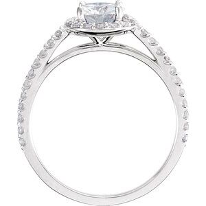 14K White 6.5 mm Round Forever One™ Moissanite & 3/8 CTW Diamond Ring