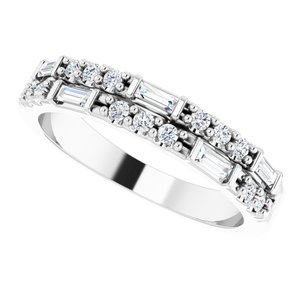 14K White 1/3 CTW Natural Diamond Double-Row Anniversary Band