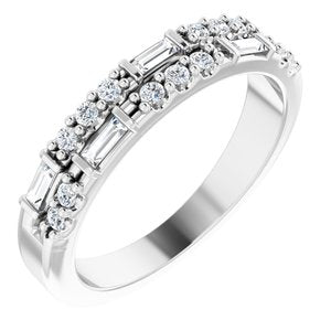 14K White 1/3 CTW Natural Diamond Double-Row Anniversary Band