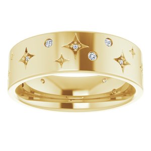 14K Yellow 1/8 CTW Natural Diamond Celestial Band