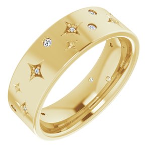 14K Yellow 1/8 CTW Natural Diamond Celestial Band