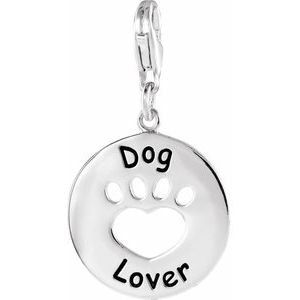 Sterling Silver Heart U Back™ Dog Lover Paw Charm
