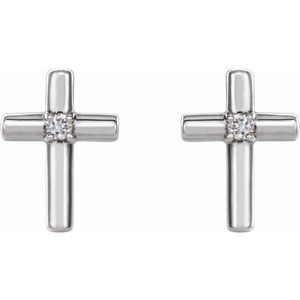14K White .01 CTW Natural Diamond Cross Earrings