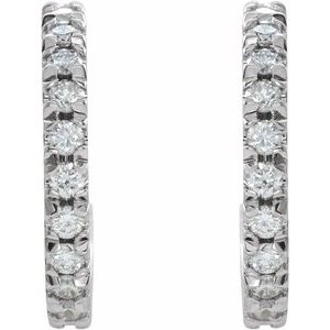 14K White 15 mm 5/8 CTW Natural Diamond French-Set Huggie Earrings