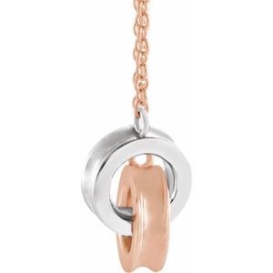14K Rose/White Interlocking Circle 18" Necklace
