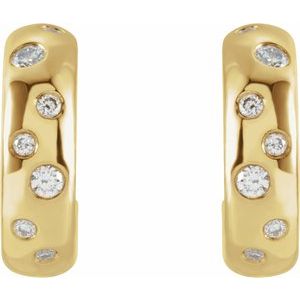 14K Yellow 1/10 CTW Natural Diamond Huggie Earrings