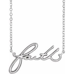 14K White Faith 18" Necklace