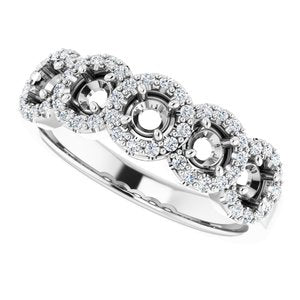 14K White 3 mm Round 1/5 CTW Natural Diamond Semi-Set Anniversary Band