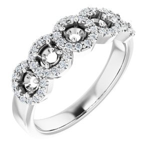 14K White 3 mm Round 1/5 CTW Natural Diamond Semi-Set Anniversary Band