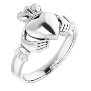 Sterling Silver 8.5 mm Claddagh Ring Size 11