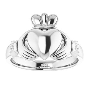Sterling Silver 8.5 mm Claddagh Ring Size 11