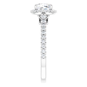 14K White  6 mm Cushion Engagement Ring Mounting