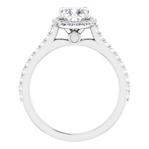 14K White  6 mm Cushion Engagement Ring Mounting