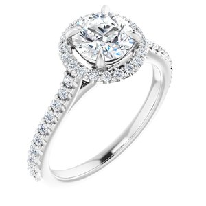 14K White 6.5 mm Round Forever One™ Colorless Lab-Grown Moissanite & 1/3 CTW Natural Diamond Engagement Ring