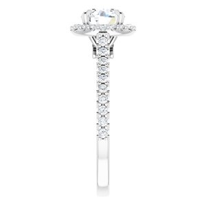 14K White 6.5 mm Round Forever One™ Colorless Lab-Grown Moissanite & 1/3 CTW Natural Diamond Engagement Ring
