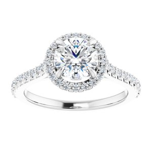 14K White 6.5 mm Round Forever One™ Colorless Lab-Grown Moissanite & 1/3 CTW Natural Diamond Engagement Ring