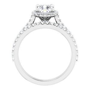 14K White  6 mm Cushion Engagement Ring Mounting