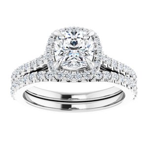 14K White  6 mm Cushion Engagement Ring Mounting