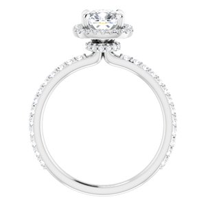 14K White 6 mm Cushion Forever One™ Moissanite & 1/3 CTW Diamond Engagement Ring