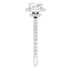 14K White 6 mm Cushion Forever One™ Moissanite & 1/3 CTW Diamond Engagement Ring