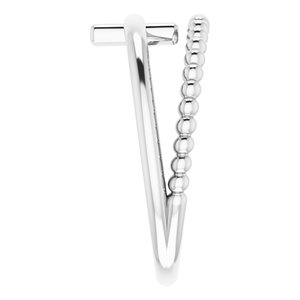 Sterling Silver Negative Space & Beaded Cross Ring