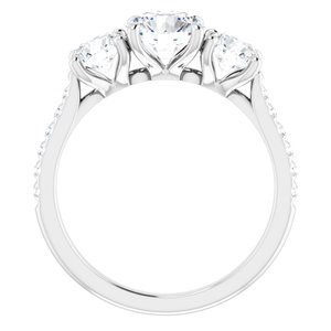 14K White 6.5 mm Forever One™ Colorless Lab-Grown Moissanite & 1/6 CTW Natural Diamond Engagement Ring