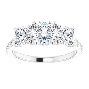 14K White 6.5 mm Forever One™ Colorless Lab-Grown Moissanite & 1/6 CTW Natural Diamond Engagement Ring