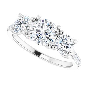 14K White 6.5 mm Forever One™ Colorless Lab-Grown Moissanite & 1/6 CTW Natural Diamond Engagement Ring