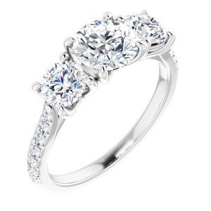 14K White 6.5 mm Forever One™ Colorless Lab-Grown Moissanite & 1/6 CTW Natural Diamond Engagement Ring