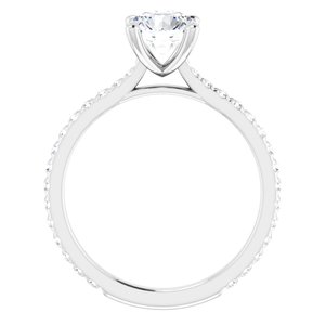 14K White  6.5 mm Round Forever One™ Lab-Grown Colorless Moissanite & 3/8 CTW Natural Diamond Engagement Ring