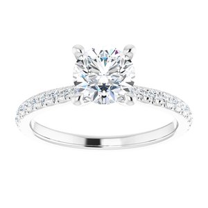 14K White  6.5 mm Round Forever One™ Lab-Grown Colorless Moissanite & 3/8 CTW Natural Diamond Engagement Ring