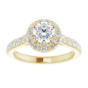 14K Yellow 6.5 mm Forever One™ Near Colorless Lab-Grown Moissanite & 7/8 CTW Natural Diamond Engagement Ring
