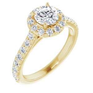 14K Yellow 6.5 mm Forever One™ Near Colorless Lab-Grown Moissanite & 7/8 CTW Natural Diamond Engagement Ring
