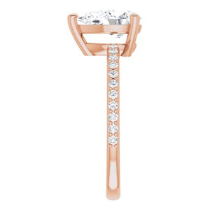 14K Rose 9x6 mm Pear  Forever One™ Moissanite & 1/5 CTW Diamond Engagement Ring