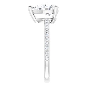 14K White 9x6 mm Pear  Forever One™ Moissanite & 1/5 CTW Diamond Engagement Ring