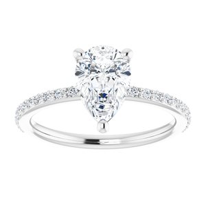 14K White 9x6 mm Pear  Forever One™ Moissanite & 1/5 CTW Diamond Engagement Ring