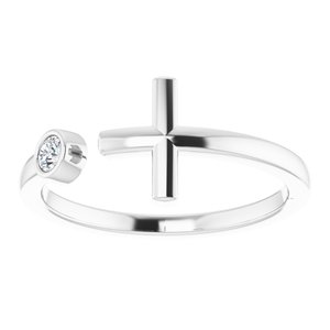 14K White .06 CTW Natural Diamond Negative Space Cross Ring
