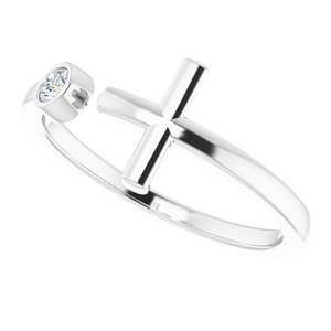 14K White .06 CTW Natural Diamond Negative Space Cross Ring