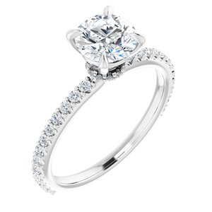 14K White 6.5 mm Round Forever One™ Moissanite & 1/3 CTW Diamond Engagement Ring