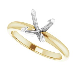 14K Yellow/White 7.4 mm Round Solitaire Engagement Ring Mounting