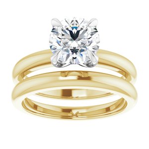 14K Yellow/White 7.4 mm Round Solitaire Engagement Ring Mounting