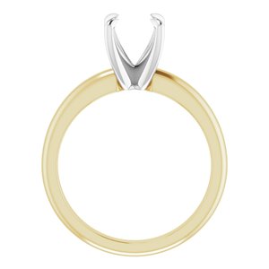 14K Yellow/White 7.4 mm Round Solitaire Engagement Ring Mounting