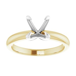 14K Yellow/White 7.4 mm Round Solitaire Engagement Ring Mounting