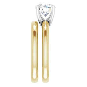 14K Yellow/White 7.4 mm Round Solitaire Engagement Ring Mounting